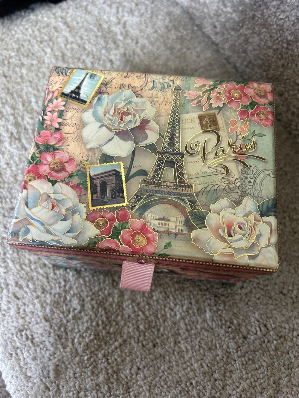 Punch Studio Paris Floral musical Jewelry Box in Pink and Gold